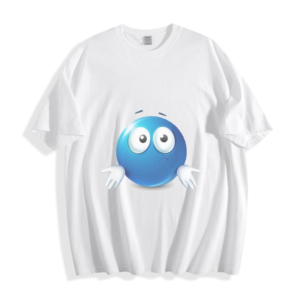 Confused Blue Emoji Shrug T-Shirt - Quirky and Fun Design Unisex Tee