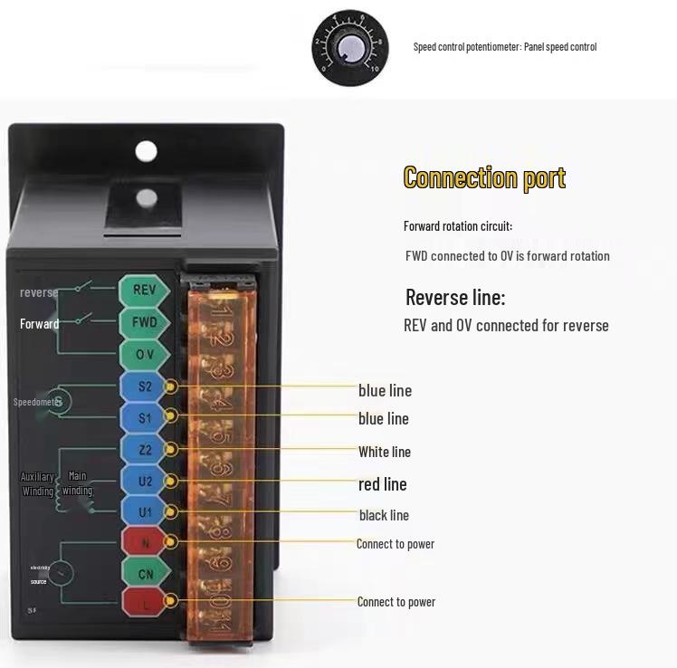 6-250W UX-52 Smart AC Motor Speed Controller with Digital Display & Stepless Regulation, 220V