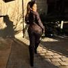 Leopard Print High-Waisted Slim-Fit Long-Sleeve Jumpsuit for Women