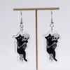 1 Pair of Skeleton Cat Earrings Halloween Ornaments Flat Acrylic Horror Personality Exaggerated Skeleton Earrings