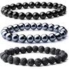 WFJ Obsidian Hämatit Dreifachschutz Armbänder Set - Tigerauge Perlen Natürlicher Stein Armband für Männer Frauen Edelstein (10 MM)