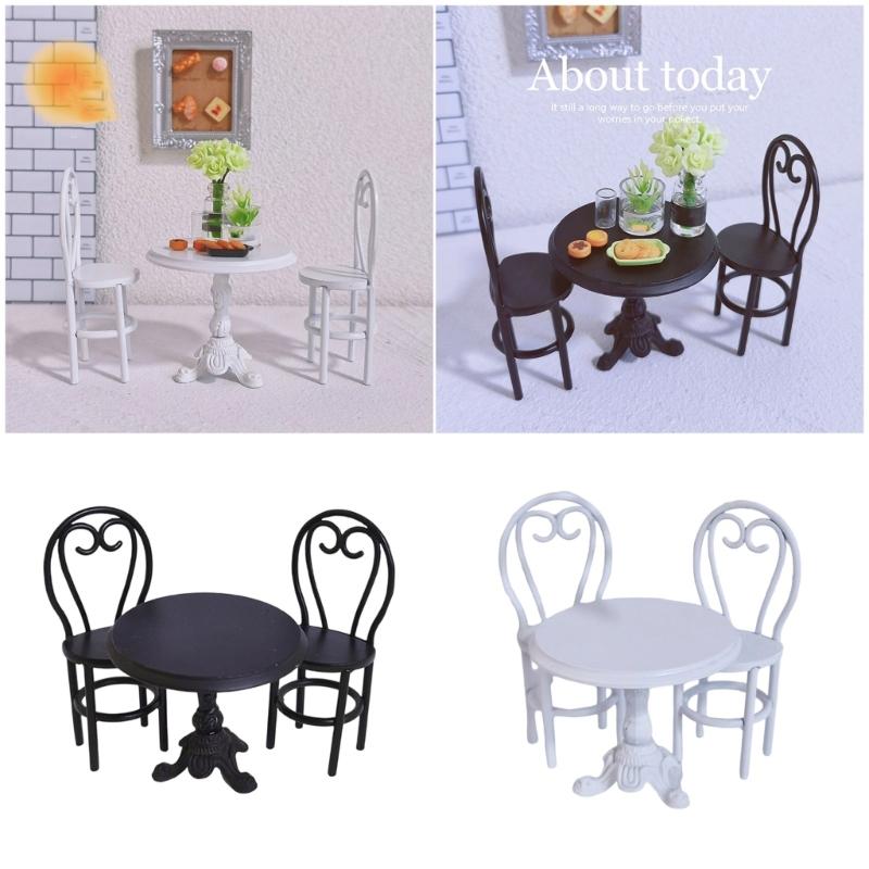 Nordic Style Metal Kids Pretend Play Kitchen Set Miniature Dining Table Chair Playset For Imaginative Creative Development