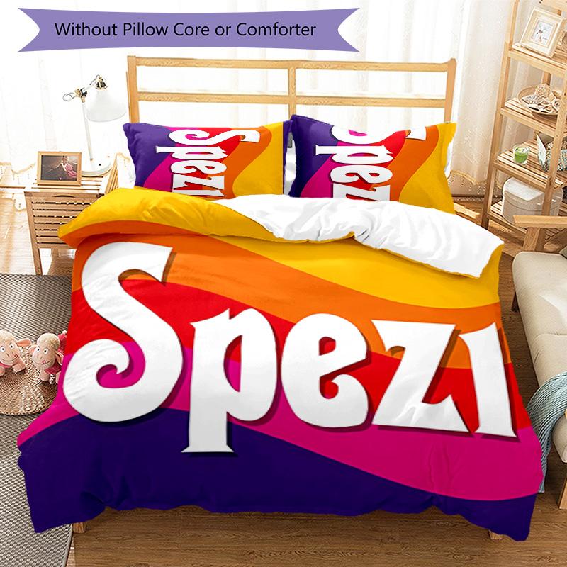 3-teiliges Bettwäsche-Set mit Spezi-Logo-Muster, Bettbezug-Set beinhaltet Bettbezug & Kissenbezüge, perfekte Ganzjahres-Schlafzimmerdekoration & Geschenk