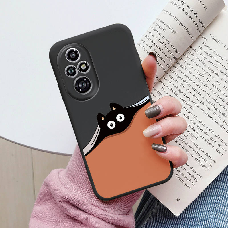 Cartoon Case For Honor 50 70 X7 X7A X7b 90 Lite 90 Smart 400 200 Pro 200 Lite Cute Black Cat Cover Soft Back Shell for Honor 400