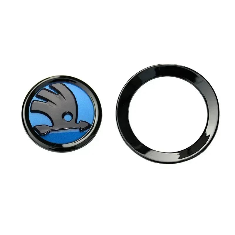 AAAJA1 2026 Hot For SKODA 46MM Car Steering Wheel Logo Emblem Sticker for Skoda Rapid Fabia Octavia Superb Laura VRS Yeti Kodiaq Karoq