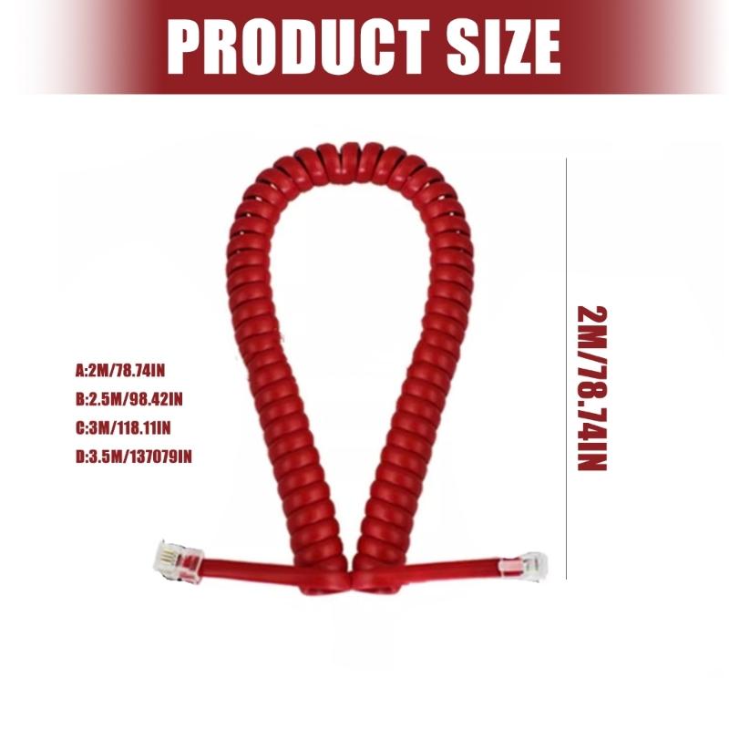 2/2.5/3/3.5m RJ12 4P4C Telephone Communication Cable With Gold Contacts Spring Coiled Cord Anti Twist Structure