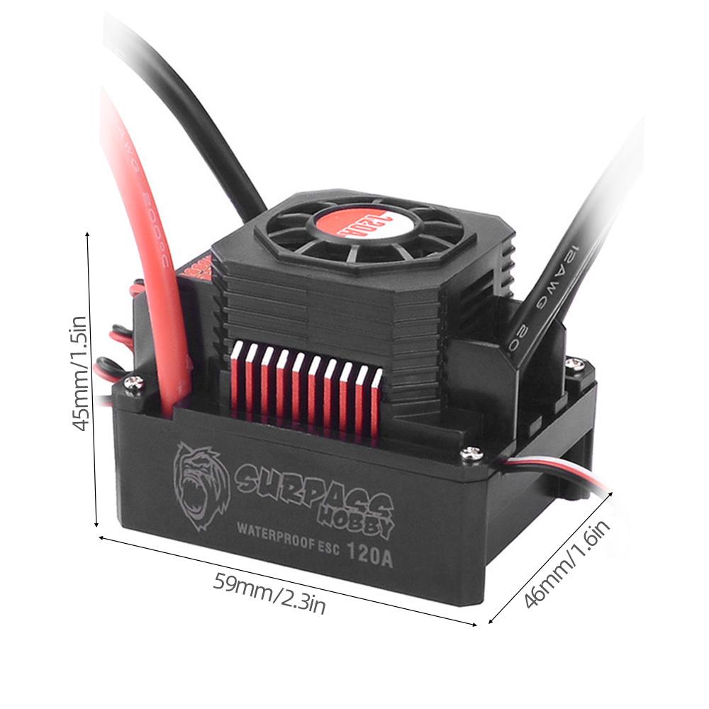 120A Brushless ESC Waterproof Electric Speed Controller for 1/8 1/10 RC Truck Car