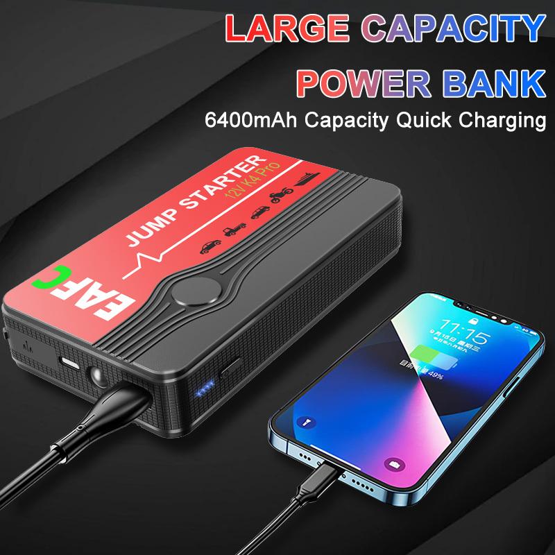 EAFC 2000A/600A Jump Starter Portable Power Bank 12V Car Battery Booster with Dual USB Ports & LED Flashlight Fast Charging