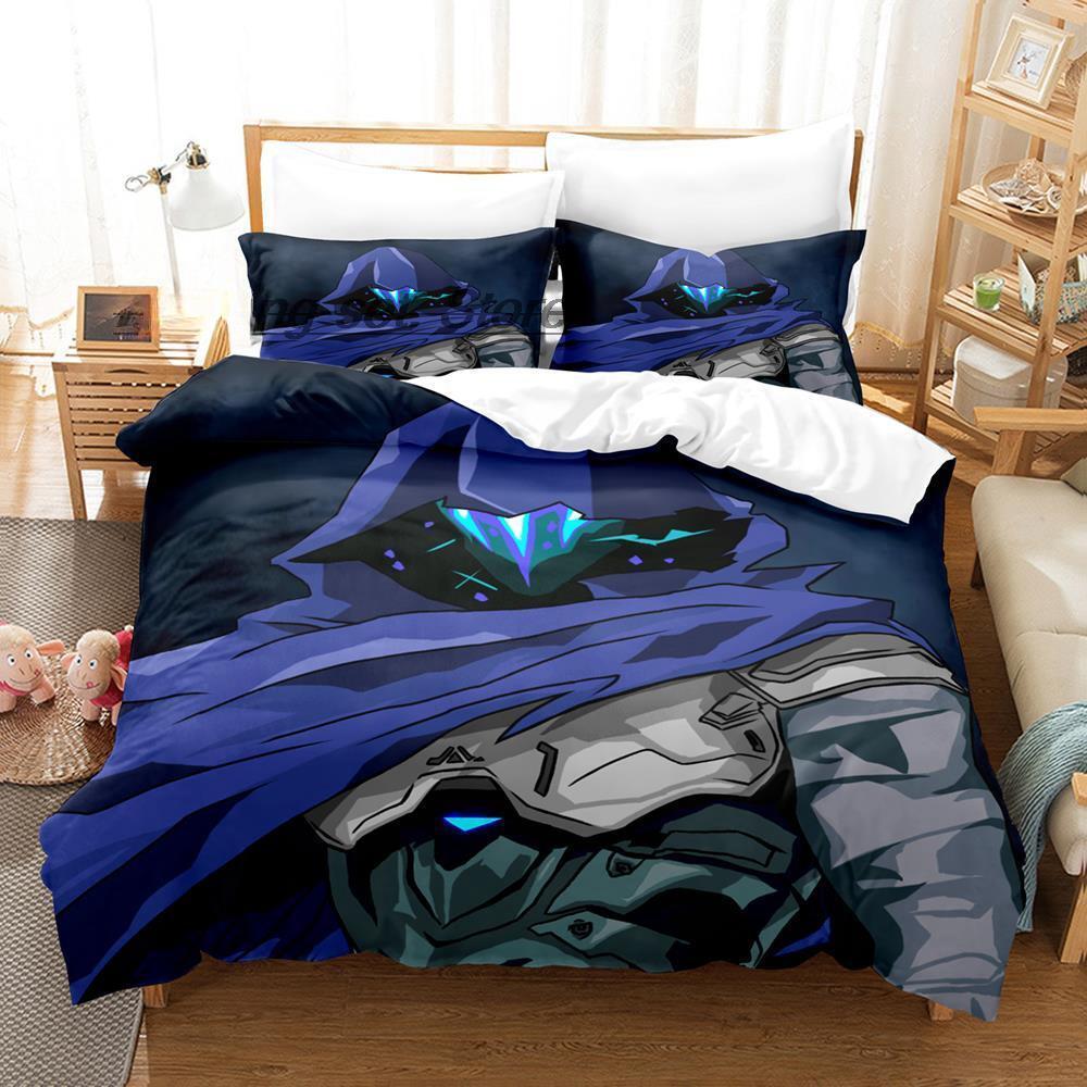 Spill VALORANT Omen Sengetøy Sett Enkelt Twin Full Queen King Size Sengesett Voksen Barn Soverom Dynetrekk Sett Anime Laken Sett