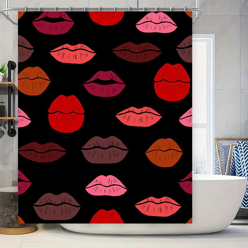 

Fashionable Red Lips Pattern Shower Curtain Waterproof Bathroom Decoration Modern Decorative Shower Curtain For Home Bathrooms W W60H190(CM)-1 Pcs