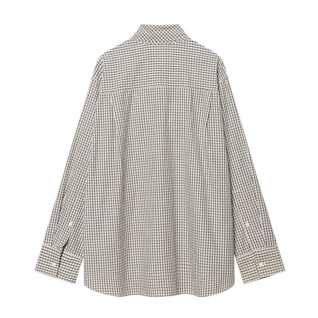 1116 New women's clothing European and American fashion temperament plaid scarf effect poplin shirt 1761911
