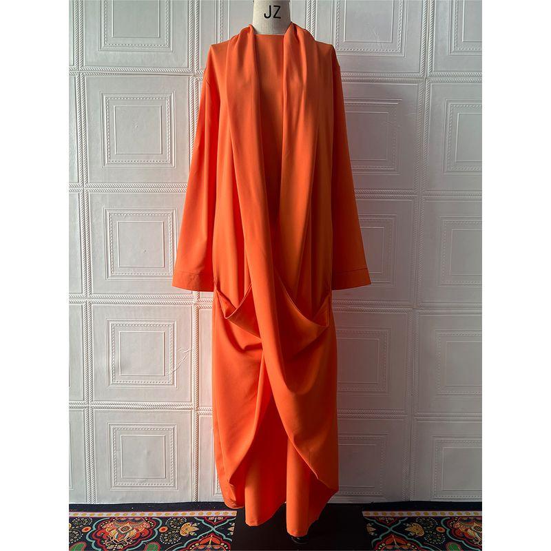 2025 Summer New European and American Women clothes Design Long Solid Long sleeve Temperament Dress