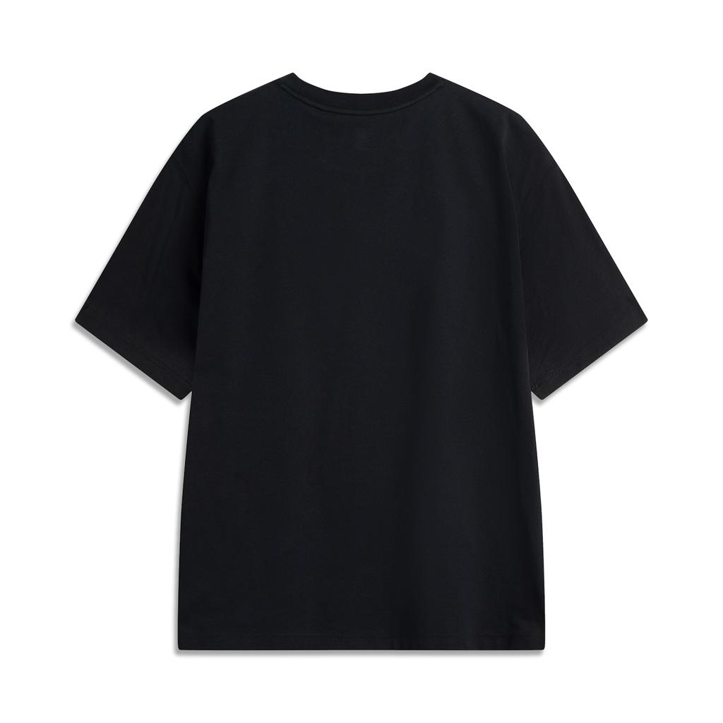 Li-Ning Comfortable Minimalist Loose Fit Drop Shoulder Letter Print Short Sleeve T-Shirt Men Tops Black AHSV213-5