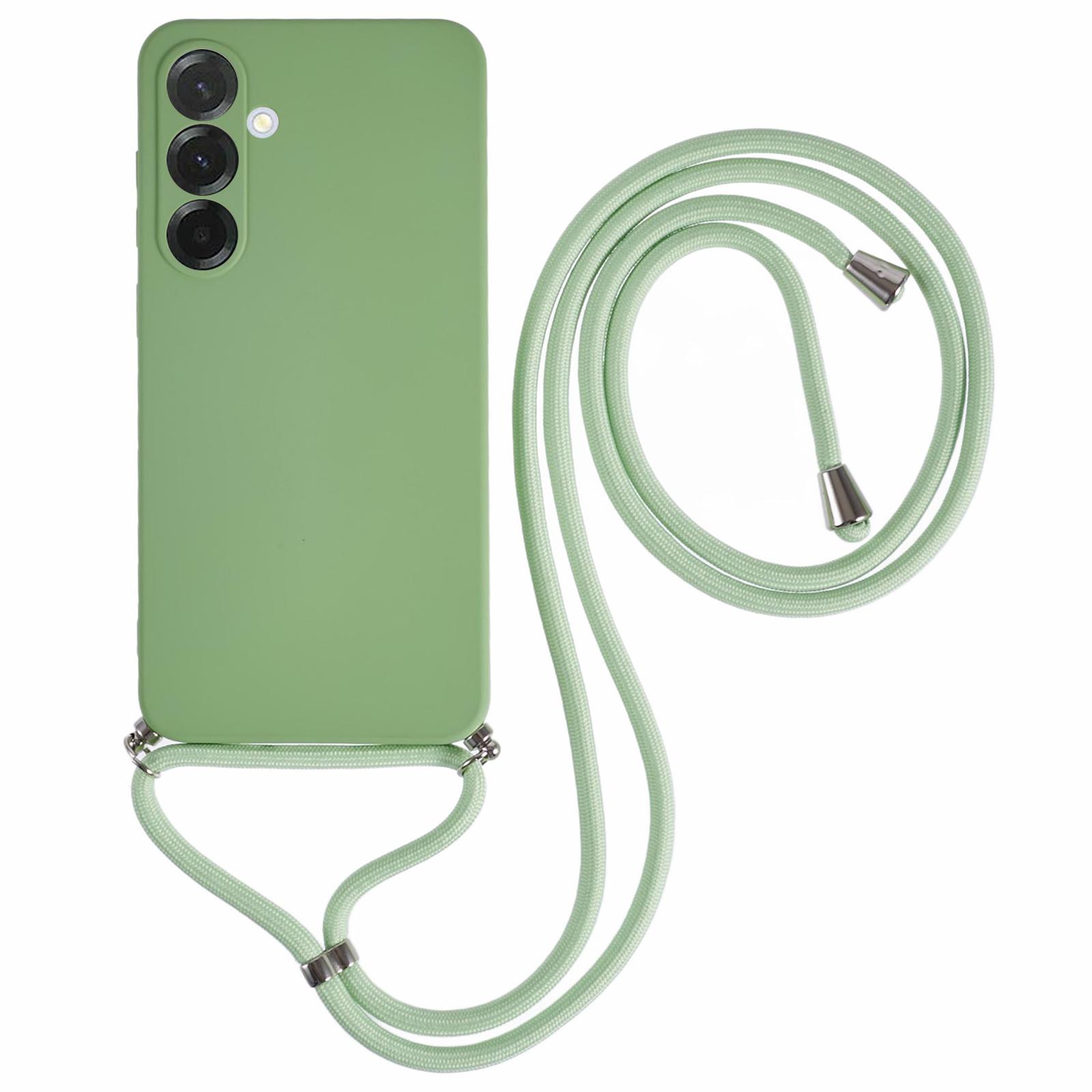 

For Samsung Galaxy A56 5G Case Flexible TPU Fiber Lining Anti-Shock Crossbody Phone Cover Matcha Green