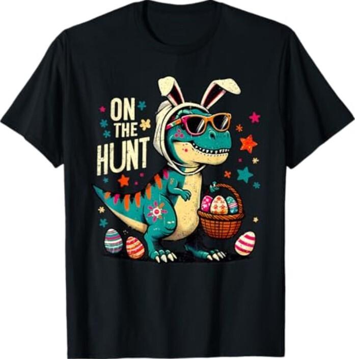 On The Hunt Dino Happy Easter Day T-rex Dinosaur T-Shirt Unisex T-Shirt S