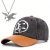 2pcs Men's Tide Cap Fashion Cotton Hat Sports Cap Versatile Eagle Pendant Necklace Set Couple Leisure Sun-shading Duck Tongue Cap