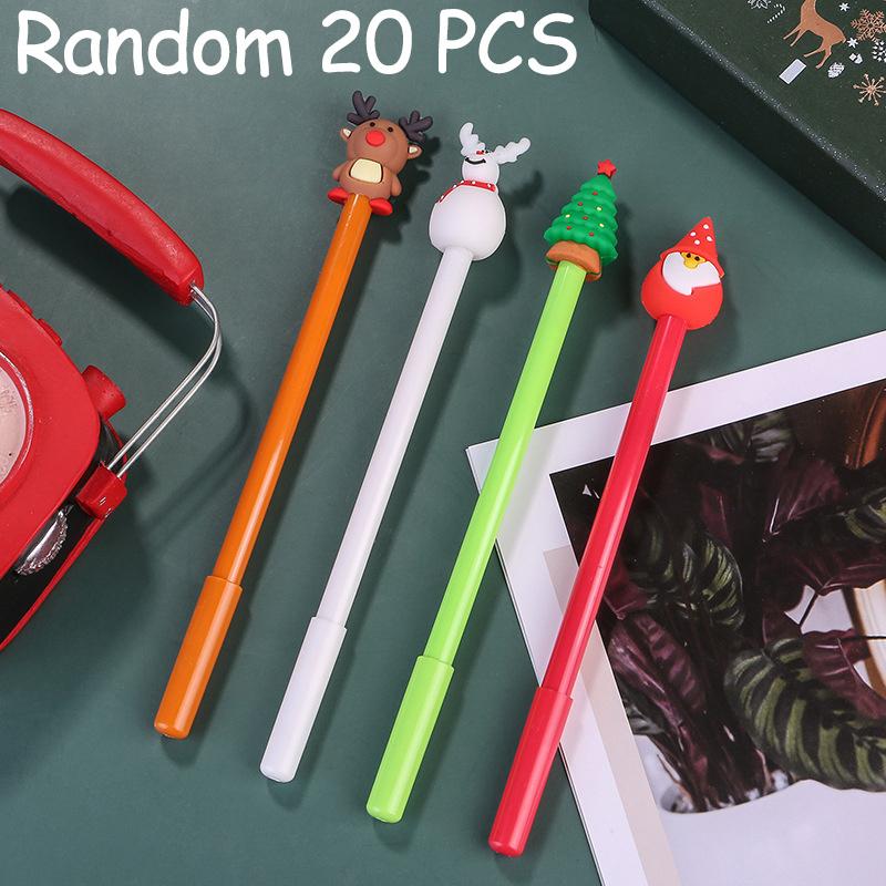 8/20 PCS Christmas Gel Ink Pen Novelty Christmas Cartoon Characters Reindeer Santa Claus Stick 0.5mm Black Ink Fun Party Birthday Gifts Back To School