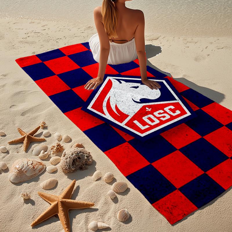 Asciugamano da Spiaggia in Microfibra con Stemma Losc Football, Leggero e Asciugatura Rapida, per Viaggi Estivi, Essenziale per la Spiaggia, Piscina