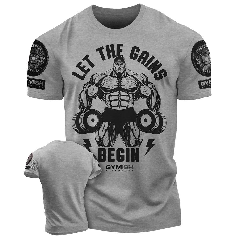 Summer men's printed T-shirt, fitness round neck plus size comfortable short sleeved top, sports round neck men's casual T-shirt