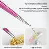 Double-Ended Nail Art Tweezers with Rhinestone Pressing Stick and Silicone Anti-Static Tip