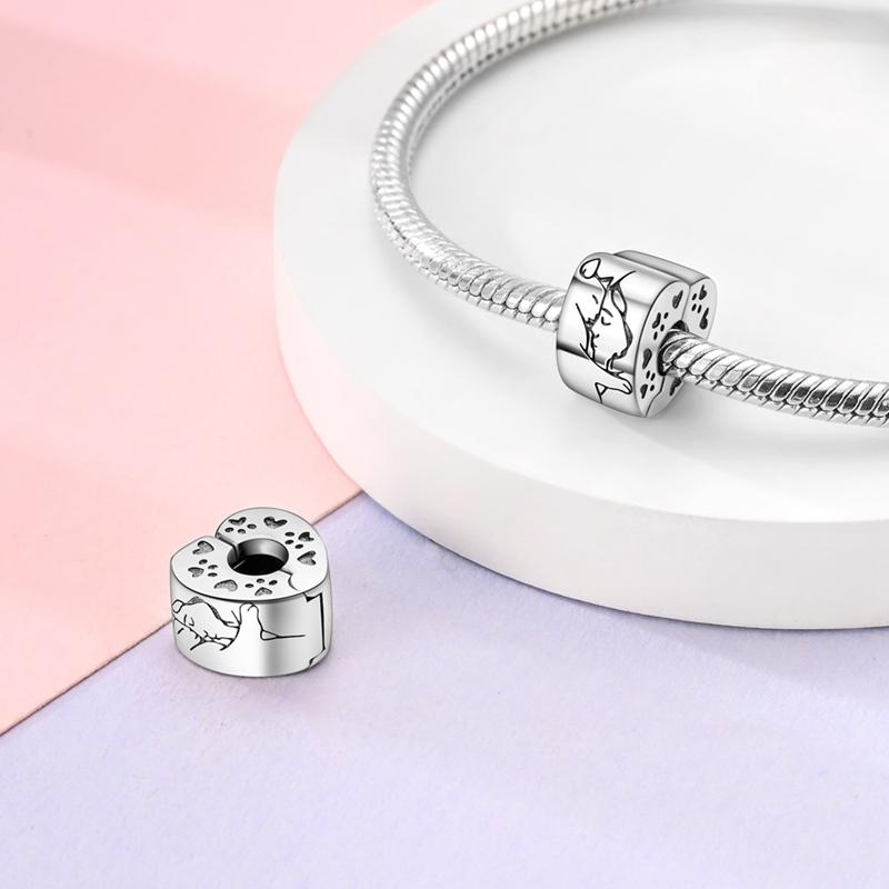 Charms 925 Silver Dog Cat Paw Print Love Pets Charms Beads Fit Original Bracelets Necklaces Pendant Women DIY Jewelry