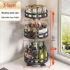 Rotating Kitchen Seasoning Rack: Multifunctional Storage for Oil, Salt, Sauce, and Vinegar in Corner Spaces.