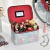 Large Capacity High-End Cosmetic Bag with Mirror - Multifunctional Three-Piece Home Storage Set