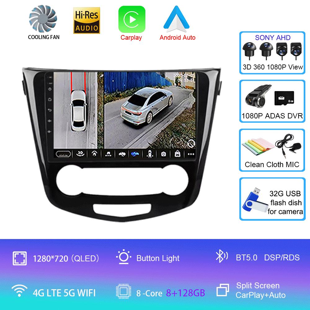 2 Din Android 14 Car Radio For Nissan Qashqai 2 J11 X-Trail T32 Rogue 2013-2021 Multimedia Player 2Din Carplay Stereo DVD
