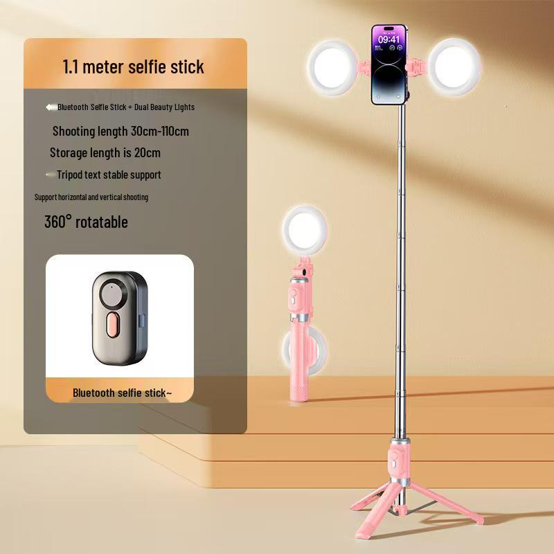 JC25 Portable Bluetooth Selfie Stick with Anti-Shake, Telescopic Tripod for Travel and Live Streaming Photography