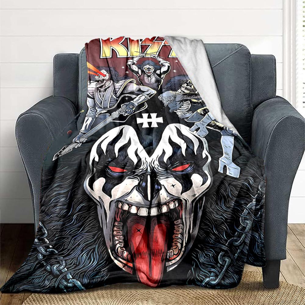 1pc KISS Band Flannel Blanket, Soft Skin Friendly with Digital Printing, Various Sizes Available for Family, Friends, Birthday