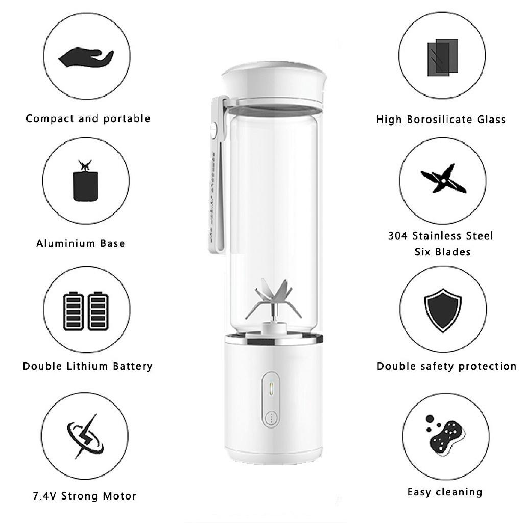 500ml 6 Blades Multifunctional Mixer Smoothie Maker Extractor USB Rechargeable for Home Travel Mini Portable Juicer
