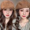Solid Color Beret Hat Warm Peaked Caps New Forward Cap  Autumn