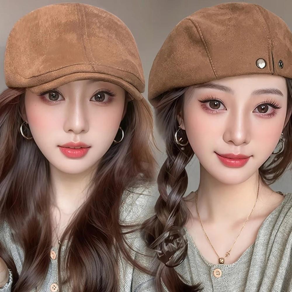 Solid Color Beret Hat Warm Peaked Caps New Forward Cap  Autumn