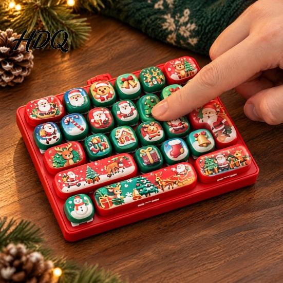 Fun Holiday Souvenirs for Teens Christmas 26 Keys Keyboard Fidget Toy Keychain Click Keyboard Portable Stress Keychain Anxiety Relief Sensory