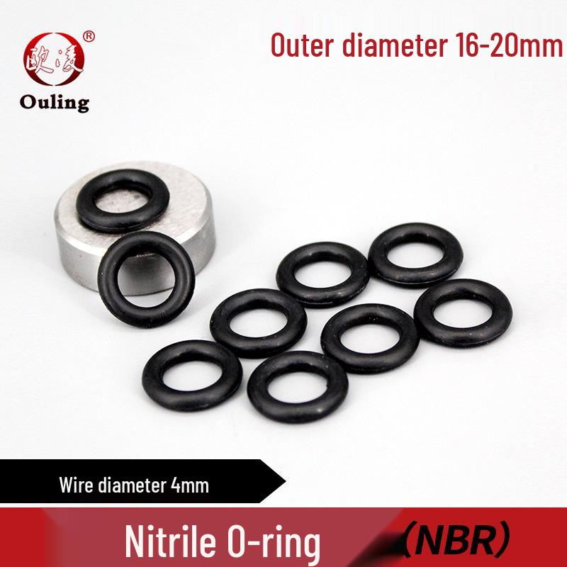 Nitrile Rubber O-Ring, OD 16-20mm, 4mm Thick, Waterproof, Shock-Absorbing, Oil-Resistant OD 16*4mm (50 pcs) Black Nitrile O-Ring