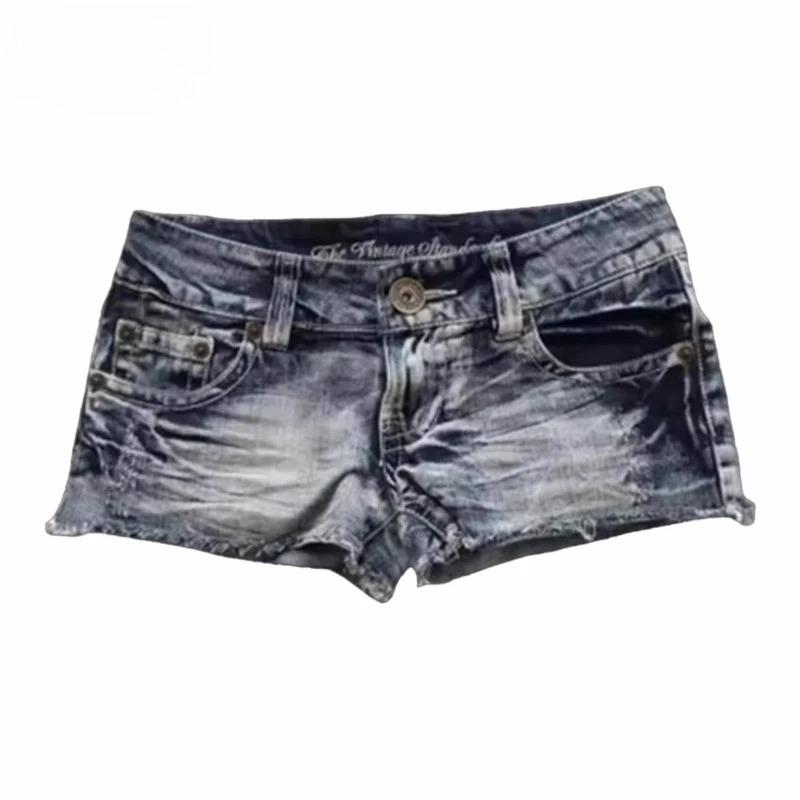 VIONA Y2K Stampa Grafica Bandiera Moda Stile Britannico Mini Pantaloncini Harajuku Tasca Pantaloncini di Jeans Donna Goth Slim Sexy Vita Bassa Pantaloncini Corti