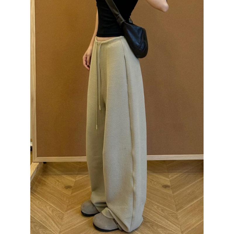 

Plus Size Women s Plus Velvet Warm Straight Wide-Leg Sweatpants for Autumn and Winter 3XL (160-180 lbs) хакі