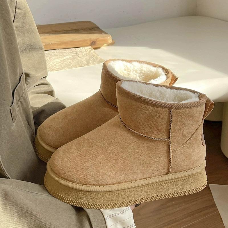 New Thick-soled Snow Boots, Waterproof and Anti-slip Short Boots for Women, Fleece Cotton Shoes