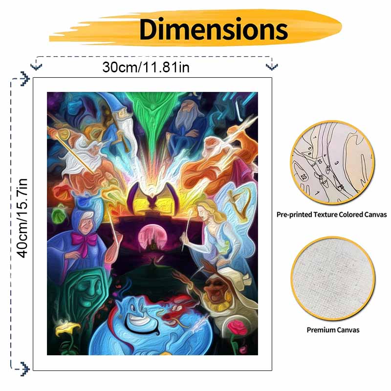 Disney Magic Fantasy Characters Oil Paint By Numbers Hand Painting Kit. Home Decor Wall Art Gift