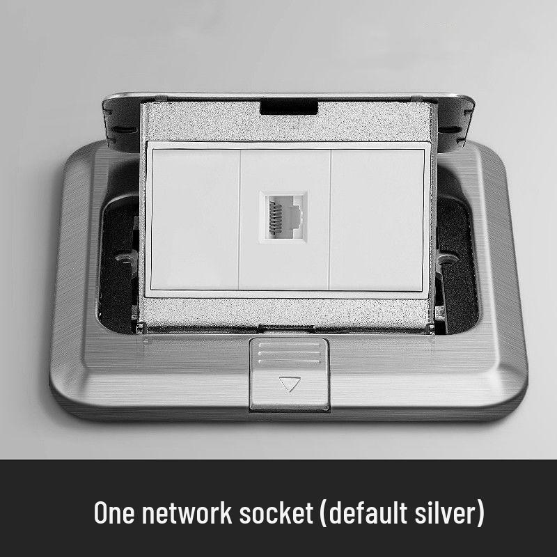 Waterproof Concealed Stainless Steel and Copper Pop-Up Floor Socket with 5 Power and 10 Network Ports