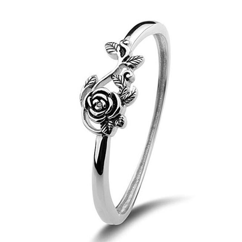 

Винтажное серебристое изысканное кольцо с цветком розы из серебра 925 пробы для женщин, свадебное украшение, размеры 6-10 10