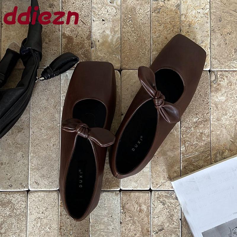 Mode Neue Damen Square Toe Schuhe Damen Ballerinas Slipper Flache Schuhe Flach Mode Schmetterlingsknoten Damen Ballerinas Mit Schuhen