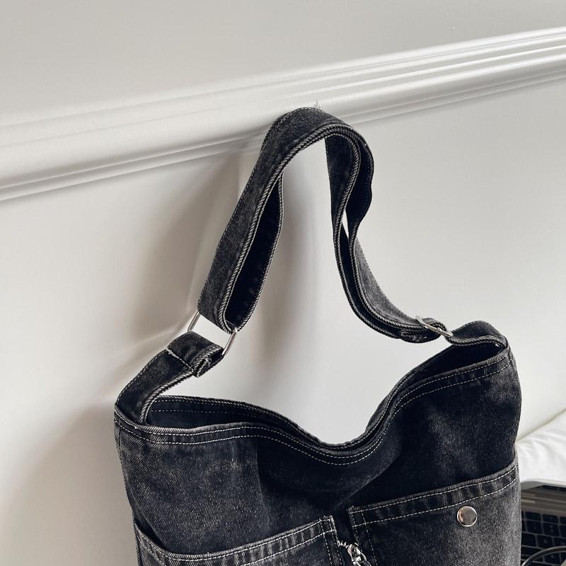 Jeanstasche Damen Tasche Große Kapazität Retro Kontrast Tragetasche Schulter Crossbody Tasche