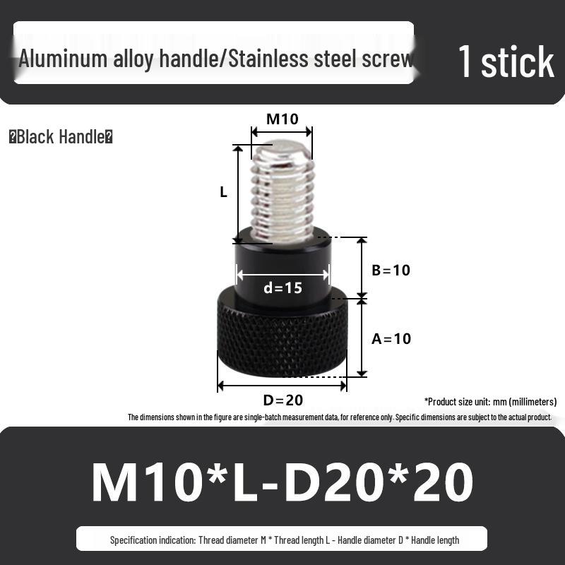 M10 Knurled Flat Head Aluminum Handle Stainless Steel Hand-Tightening Screw with Shoulder Adjustment Bolt
