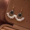 Beaded Tassel Drop Earrings Handmade Ethnic Style Imitation Pearl Hook Piercing Jewelry for Bridesmaid Wedding Wear