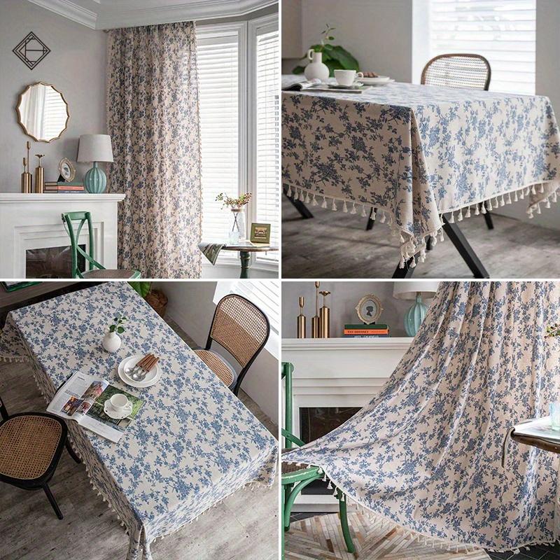 1ks Bavlna Len Modrá Retro Orchidej Látky Venkovský a Pastorační Styl Ručně Vyráběné DIY Závěsy Ubrusy Úložná Taška