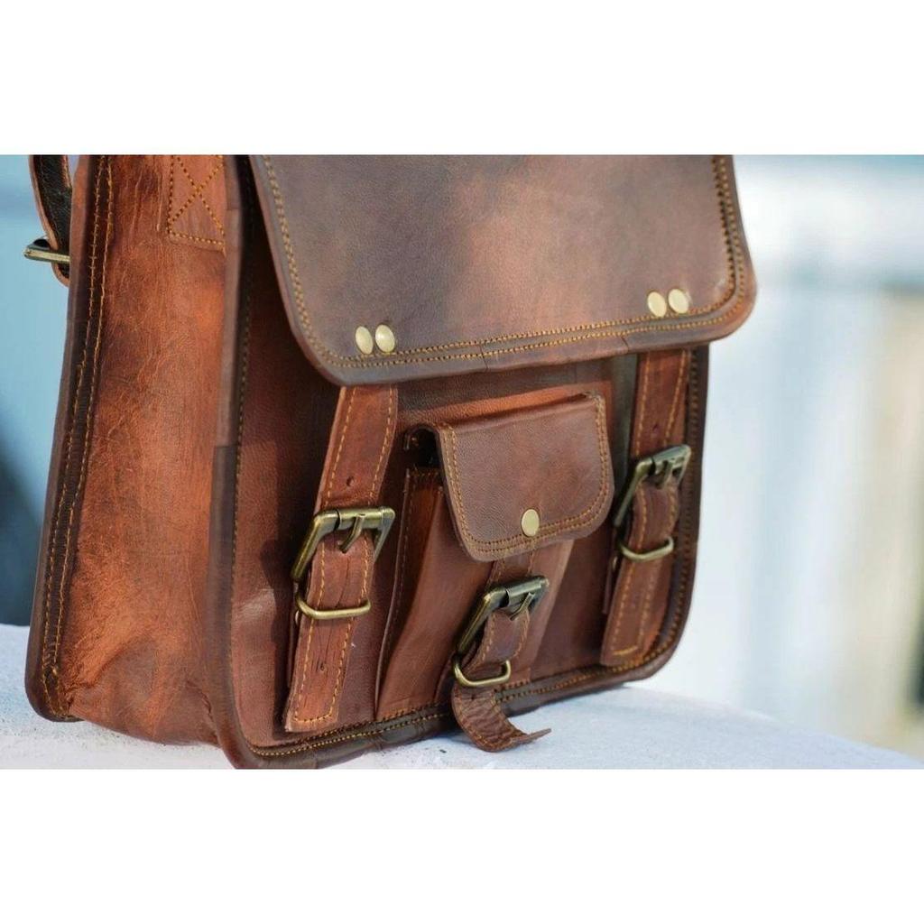 1 Side Pouch Motorcycle Side Brown Leather Pouch Saddlebags Saddle Panniers Bag