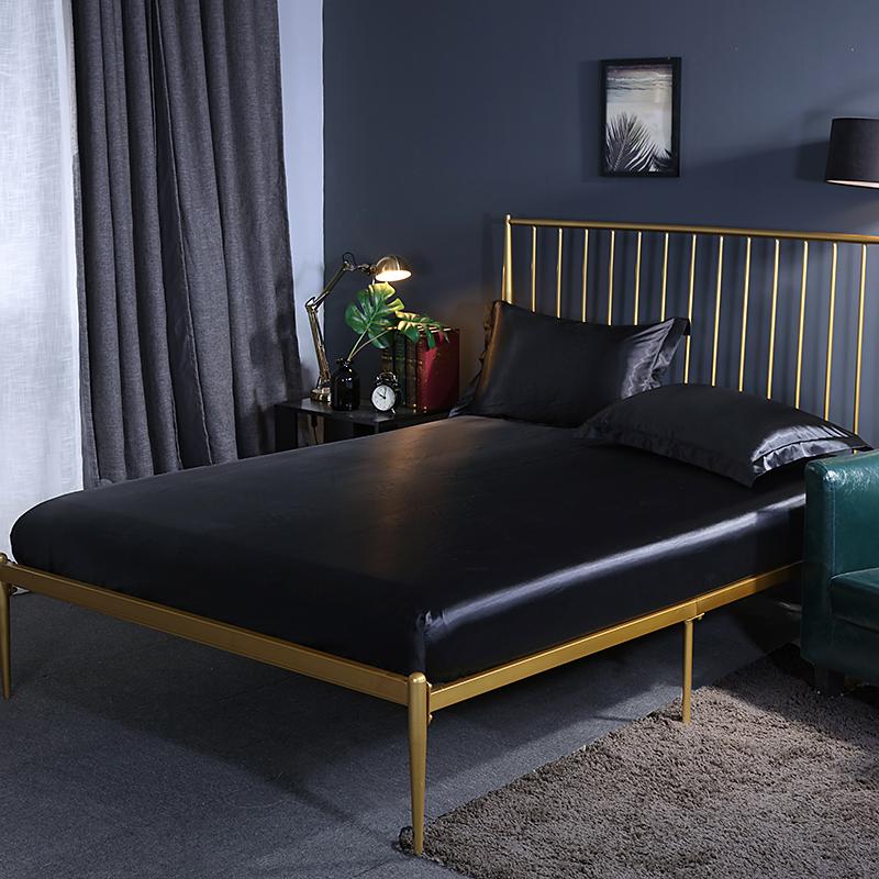 Luxuriöses Satin-Bettlaken, Europäischer Kunstseiden-Matratzenbezug mit Gummizug, Spannbettlaken Übergröße 140/ 160/200 x220CM