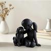 Girl and Furry Friend Figurine Tabletop Female Child Pet Dog Decorative Sculpture for