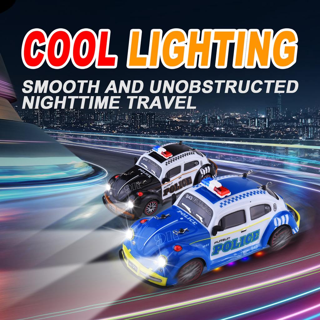 Remote Control Car, 1:18 Scale 2.4Ghz 4WD Drift Car with Spray and LED Lights, Racing Vehicle for Ki